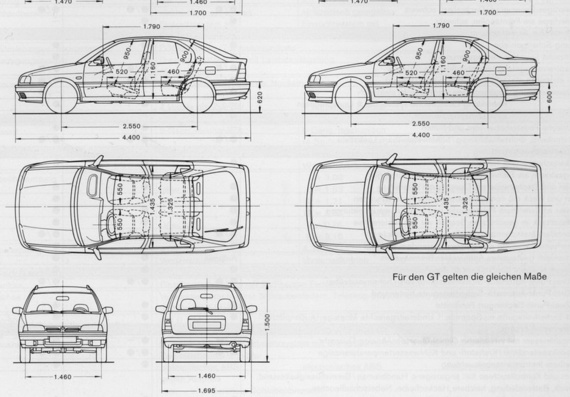 Nissan Primera (1994) (Ниссан Примьера (1994)) - чертежи (рисунки) автомобиля